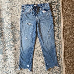 Free people raw hem straight leg cropped jeans